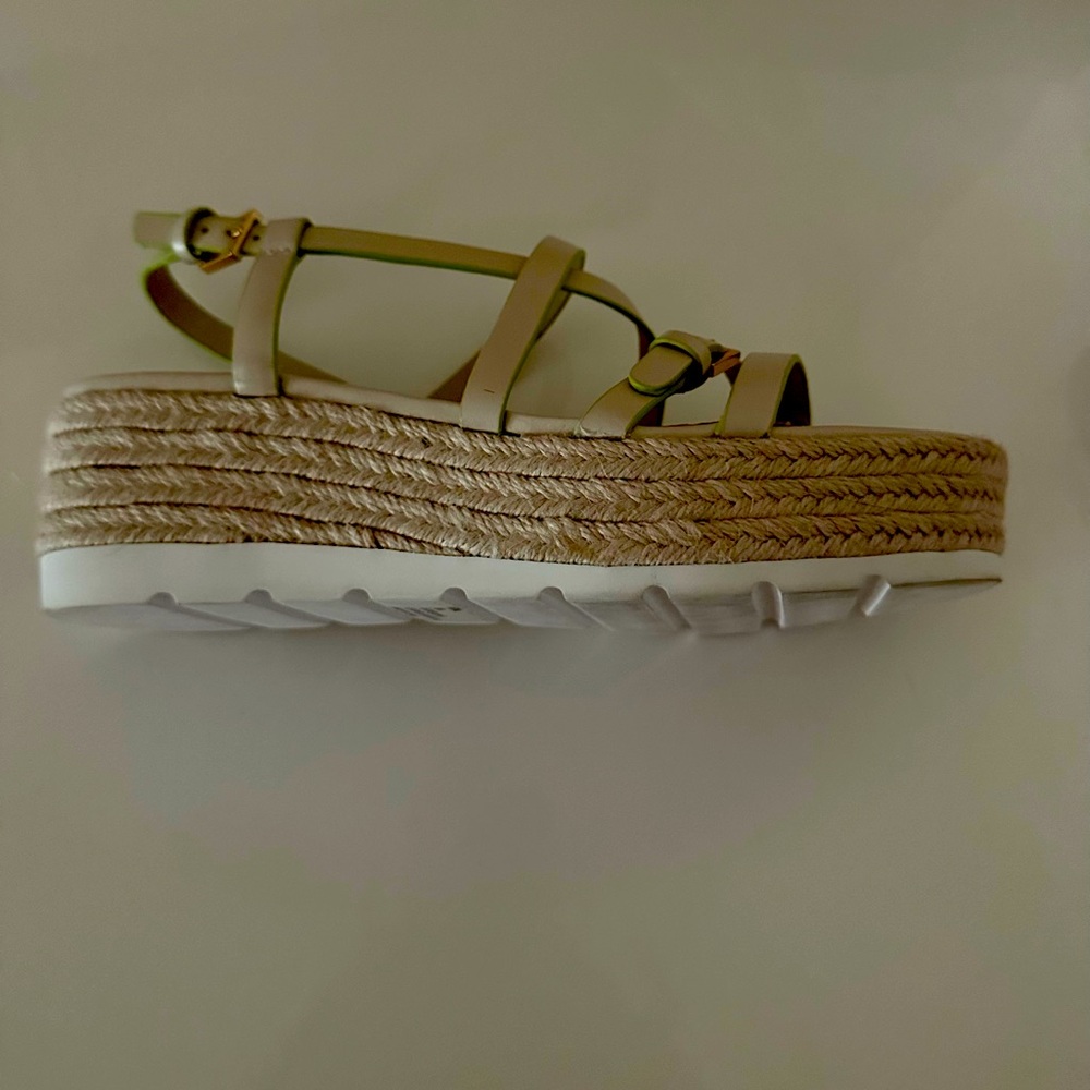 Sanctuary Platform Sandals.  Bone with lime green. Size 8.5. New with tag on box